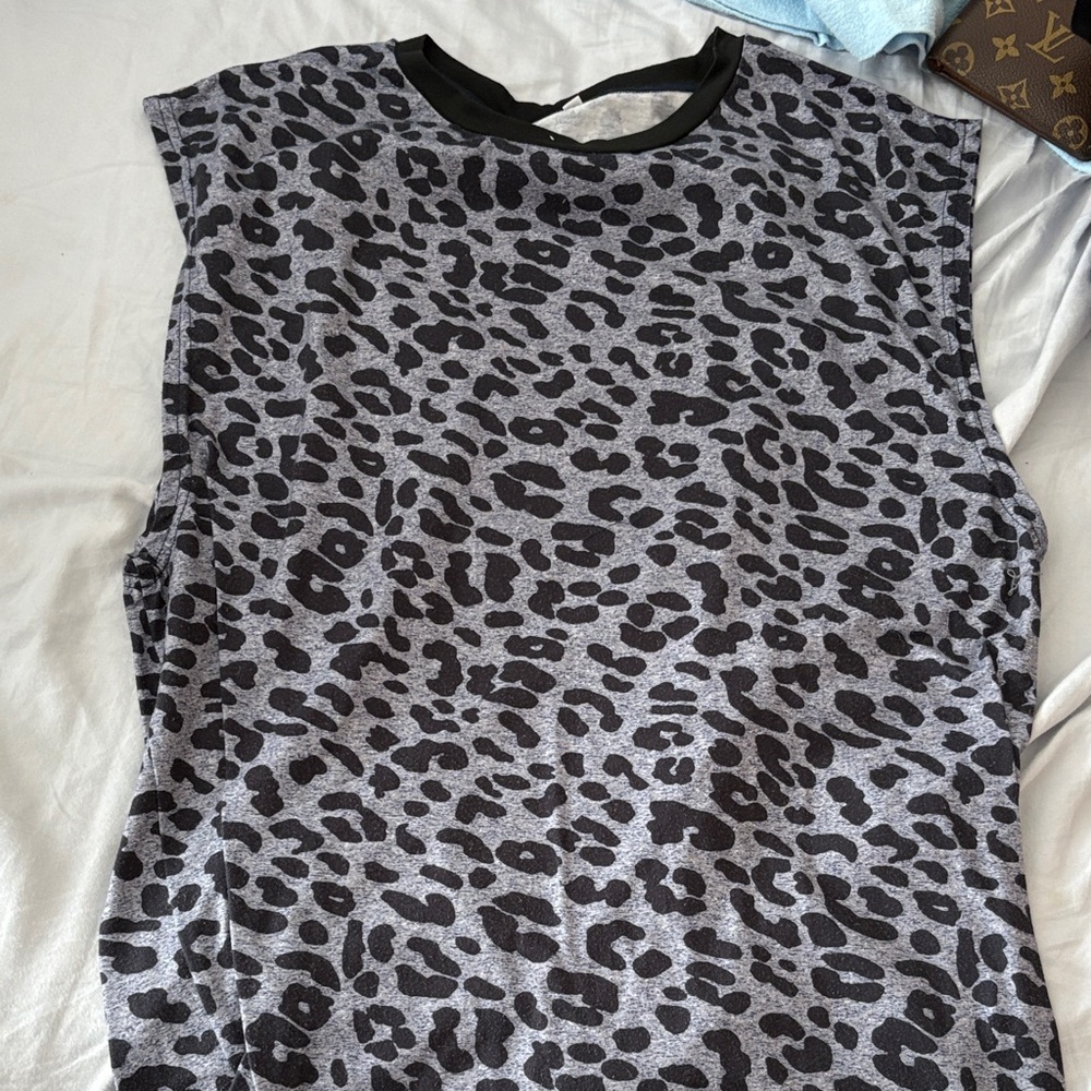 SHEIN Black and Gray Leopard Print Tank Top